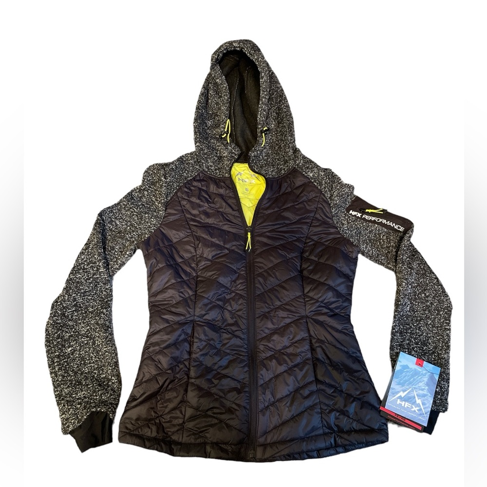 HFX Performance mixed media women’s jacket black size S NWT